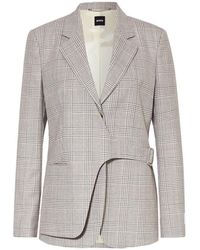 HUGO - Jassen ,Grijs ,Wol Getailleerde Wollen Blazer Met Revers - Lyst