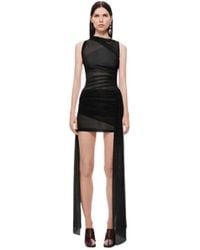 Misha - Kleedjes ,Zwart ,Polyester Lucid Mesh Mini Jurk - Lyst
