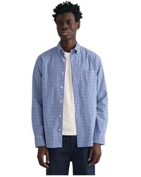 GANT - Overhemden ,Veelkleurig ,Katoen Geruit Poplin Regular Fit Overhemd - Lyst