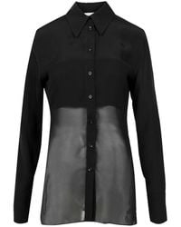 Sportmax - Zwart Sluier Kraag Shirt Lange Mouwen - Lyst