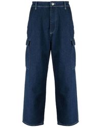Pop Trading Co. - Blaue cargo-jeans mit logo-stickerei - Lyst