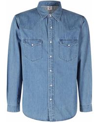 Edwin - Overhemden ,Blauw ,Denim Western Shirt Jp - Lyst