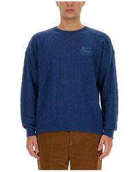 Etro - Truien & Vesten ,Blauw ,Kasjmier Cashmere Truien - Lyst