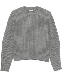 Brunello Cucinelli - Truien & Vesten ,Grijs ,Katoen Diamond Yarn English Rib Sweater - Lyst