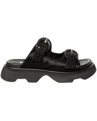 Jeannot - Schoenen ,Zwart ,Leer Zwarte Strass Sandaal Met Raso - Lyst