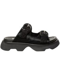 Jeannot - Schoenen ,Zwart ,Leer Zwarte Strass Sandaal Met Raso - Lyst