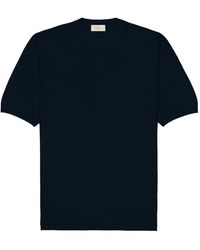 Altea - Leinen baumwolle marineblau t-shirt - Lyst