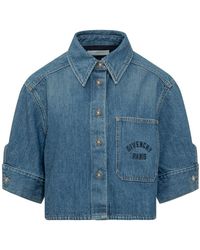 Givenchy - Overhemden ,Blauw ,Katoen Cropped Cocoon Shirt - Lyst