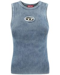 DIESEL - Geripptes Tanktop Mit Metall-Oval-D-Logo - Lyst