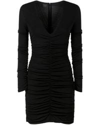 Pinko - Kleedjes ,Zwart ,Zwarte Bodycon Jurk Met V-Hals - Lyst