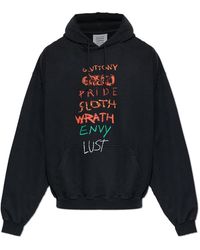 Vetements - Hoodies & Sweatvesten ,Zwart ,Katoen Zwarte Hoodie Met Vintage Effect - Lyst