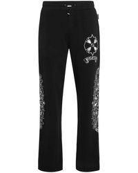 Philipp Plein - Broeken ,Zwart ,Katoen Geborduurde Joggingbroek Chrome Crest - Lyst