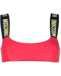Moschino - Badmode ,Rood ,Polyester Logo Print Bikini Top - Lyst