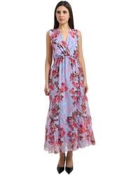 Fracomina - Gebloemde Maxi-Jurk Met V-Hals - Lyst