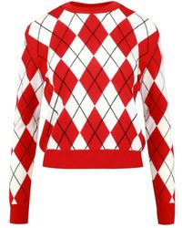 MSGM - Wollpullover mit diamantmuster - Lyst