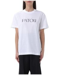 Patou - Tops ,Wit ,Katoen T-Shirt Met Korte Mouwen En Logo - Lyst