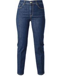 Kocca - Jeans ,Blauw ,Denim Donker Denim Broek Met Geaccentueerde Stiksels - Lyst
