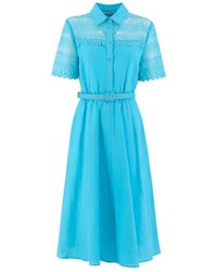 Ermanno Scervino - Kleedjes ,Blauw ,Macramé Lace Shirt Dress - Lyst