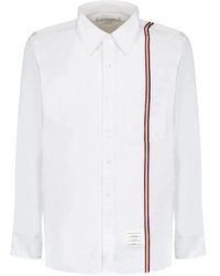 Thom Browne - Weißes oxford-hemd mit dreifarbigem detail - Lyst