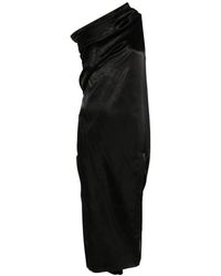 Rick Owens - One-Shoulder Slip Midi Jurk - Lyst