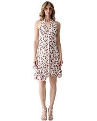 Guess - Kleedjes ,Veelkleurig ,Polyester Eco Marilyn Halter Neck Mini Jurk - Lyst