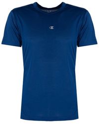 Champion - Tops ,Blauw ,Klassiek Ronde Hals T-Shirt - Lyst
