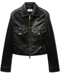 Versace - Jassen ,Zwart ,Leer Nappa Blouson - Lyst