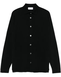Lardini - Overhemden ,Zwart ,Wol Klassieke Zwarte Wollen Trui Gemaakt - Lyst