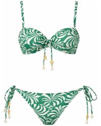 Twinset - Badmode ,Groen ,Graphic Print Push-Up Bikini Set - Lyst