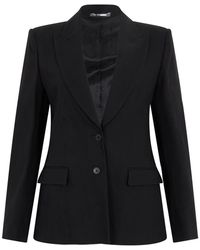 Alberta Ferretti - Jassen ,Zwart ,Leer Single-Breasted Blazer Met Revers - Lyst