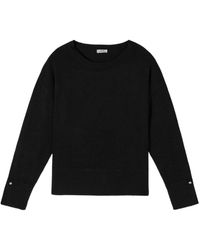 Oltre - Truien & Vesten ,Zwart ,Nylon Viscose Blend Trui Met Juweelknopen - Lyst