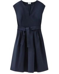 Woolrich - Blaues baumwoll-popeline-kleid mit v-ausschnitt - Lyst