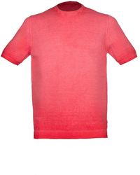 Alpha Studio - T-shirt reverse cold rossa a costine - Lyst