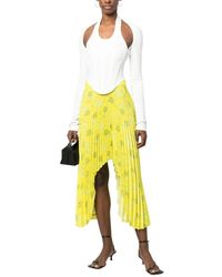 ROKH - Rokken ,Geel ,Polyester Arch Plissé Midi Rok - Lyst
