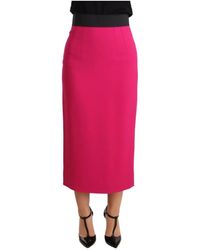 Dolce & Gabbana - Falda rosa de talle alto y elástica - Lyst