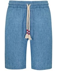 Mc2 Saint Barth - Denim leinen bermuda shorts - Lyst