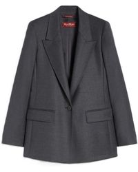 Max Mara - Jassen ,Zwart ,Wol Stretch Wollen Flanel Single-Breasted Blazer - Lyst