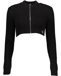 Calvin Klein - Maglione in cotone nero con logo - Lyst