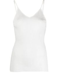 Khaite - Top blanco de jersey elástico con cuello en v - Lyst