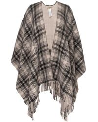 Woolrich - Fringed Check Cape - Lyst