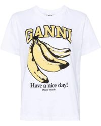 Ganni - Camiseta con estampado gráfico y cuello redondo - Lyst