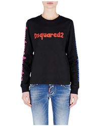 DSquared² - Hoodies & Sweatvesten ,Zwart ,Katoen Zwart Katoenen Logo Sweatshirt - Lyst