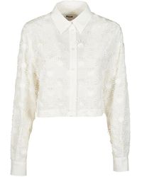 MSGM - Weiße Crop Bluse Mit Stil - Lyst