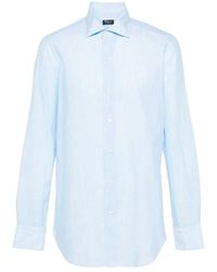 Finamore 1925 - Camicia a righe blu e bianco in lino e cotone - Lyst