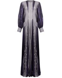 Alberta Ferretti - Kleedjes ,Veelkleurig ,Polyester Lange Jurk Met Pofmouwen - Lyst