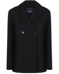 Max Mara - Jassen ,Zwart ,Wol Double-Breasted Wollen Jas - Lyst