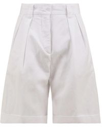 Aspesi - Korte Broeken ,Wit ,Katoen Witte Katoen-Linnen Bermuda Shorts - Lyst