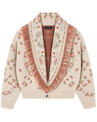 Alanui - Truien & Vesten ,Veelkleurig ,Icon Jacquard Cardigan Met Franjes - Lyst