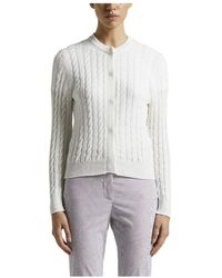 Peserico - Reine Baumwoll-Cordonett-Strickjacke Mit Pailletten - Lyst