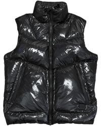 OUTHERE - Jassen ,Zwart ,Zwarte Vinyl Vest Met Rits - Lyst